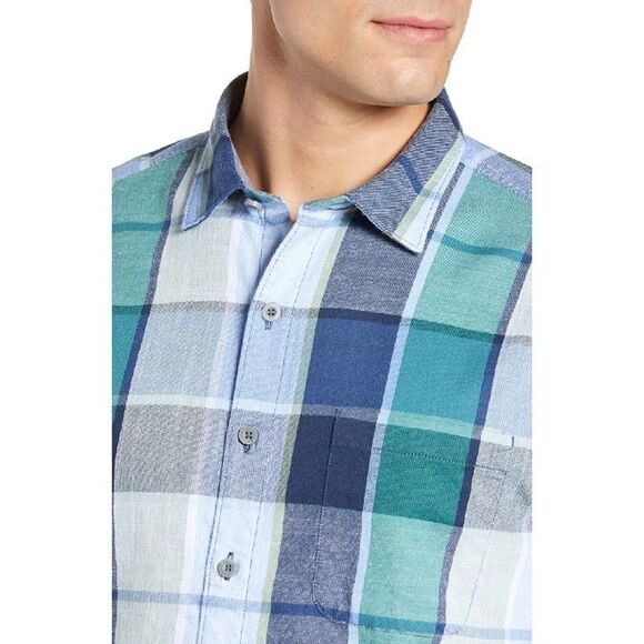 NWT Tommy Bahama Men's Designer Brand Heredia Plaid Sport Shirt Blue Small - Picture 3 of 5